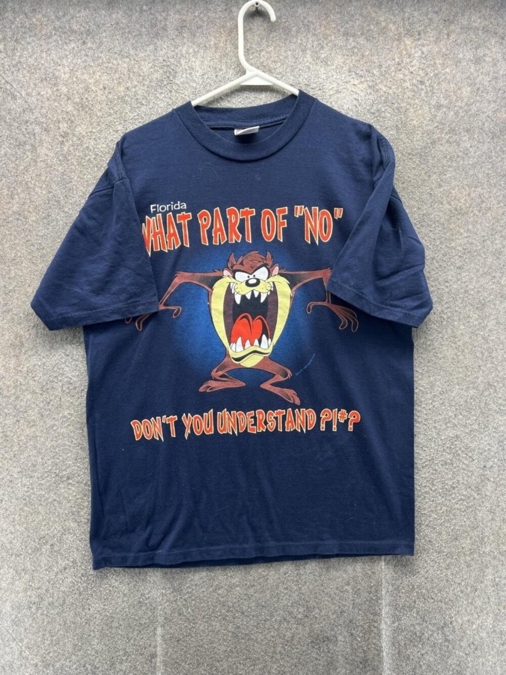 Vintage Looney Tunes Taz Shirt Mens Large Blue What Part Of No Sherry's Best 90s